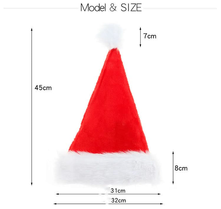 Festive Extra-Thick Plush Santa Hats for Christmas Celebrations