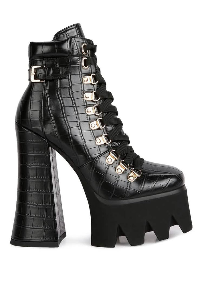 High-Top Lace-Up Platform Combat Boots Ruby Smudge