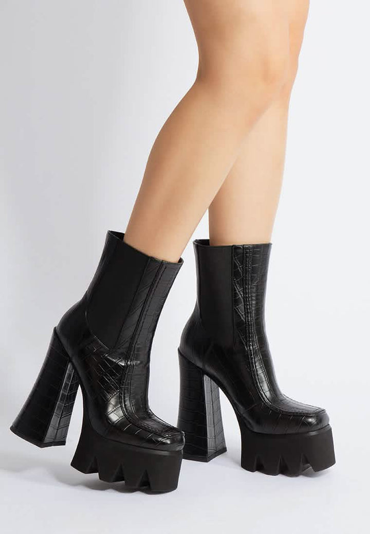 Elevated Chunky Chelsea Ankle Boots with Bold Platform Ruby Smudge