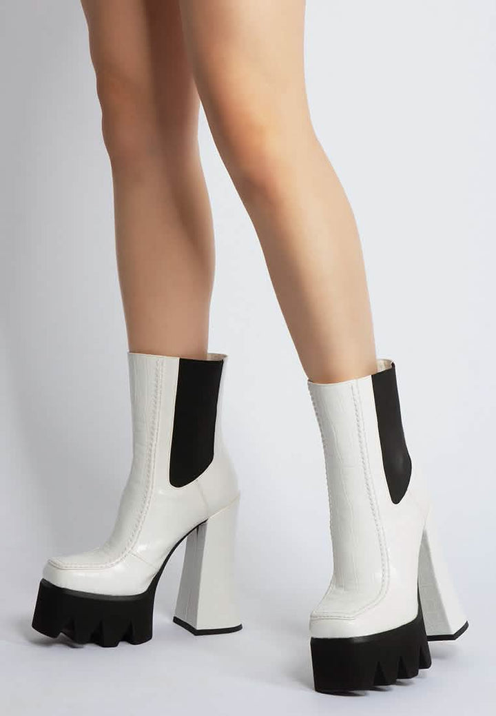 Elevated Chunky Chelsea Ankle Boots with Bold Platform Ruby Smudge