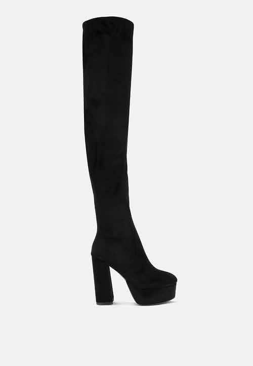 Bold Over-the-Knee Chunky Heel Fashion Boots Ruby Smudge