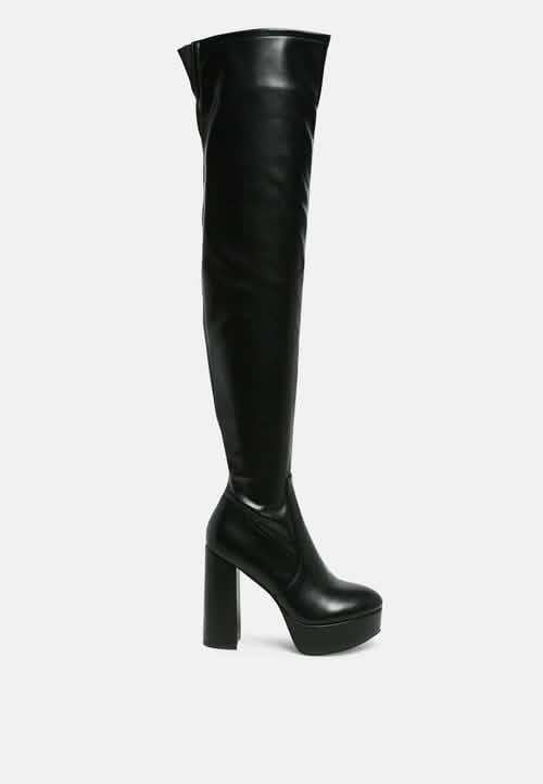 Bold Over-the-Knee Chunky Heel Fashion Boots Ruby Smudge