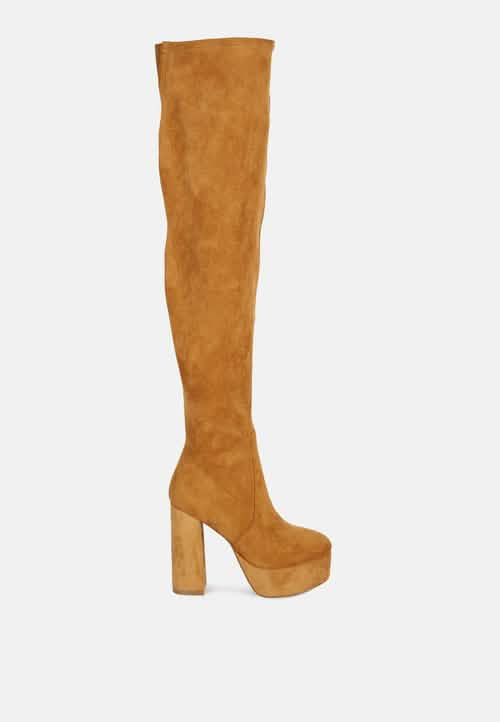 Bold Over-the-Knee Chunky Heel Fashion Boots Ruby Smudge