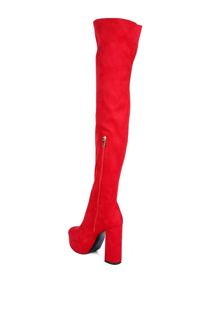 Bold Over-the-Knee Chunky Heel Fashion Boots Ruby Smudge