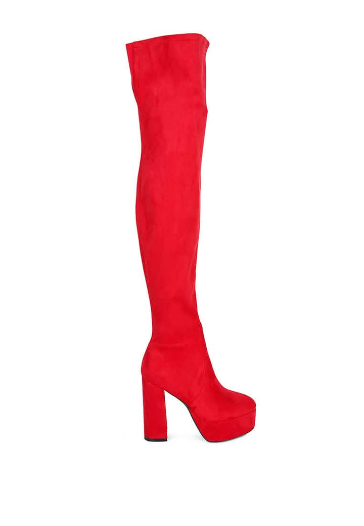 Bold Over-the-Knee Chunky Heel Fashion Boots Ruby Smudge