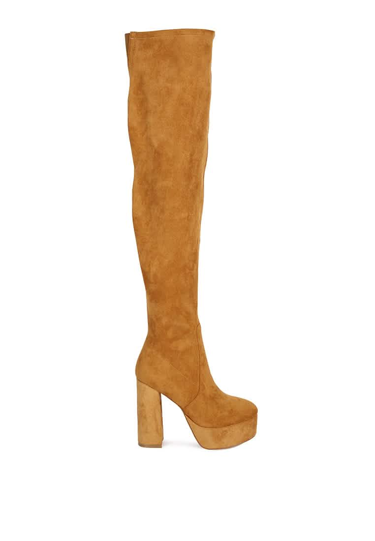 Bold Over-the-Knee Chunky Heel Fashion Boots Ruby Smudge