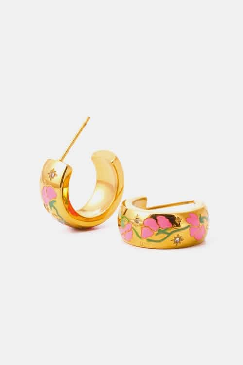 Contemporary Gold-Plated Stainless Steel C-Hoop Earrings Erin Theia