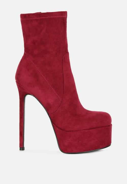 Sleek High-Heel Platform Ankle Boots for Glamorous Nights Ruby Smudge