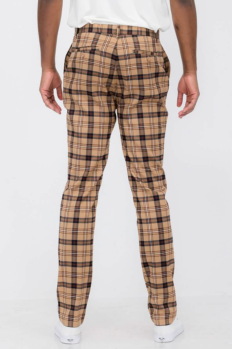 Plaid Slim Fit Dress Trousers Lime Milo