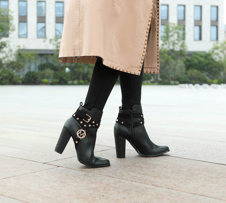 Chic Vegan Leather Brooke Ankle Boot with Stacked Heel for Women by MKF Collection Pink Orpheus