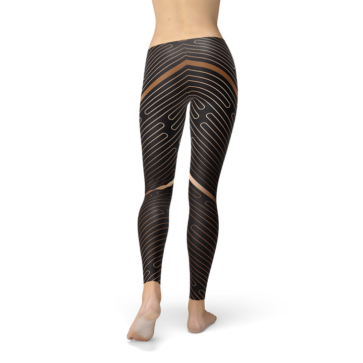 Women's Performance-Enhancing Brown Striped Athletic Leggings for Ultimate Comfort Maroon Sooty