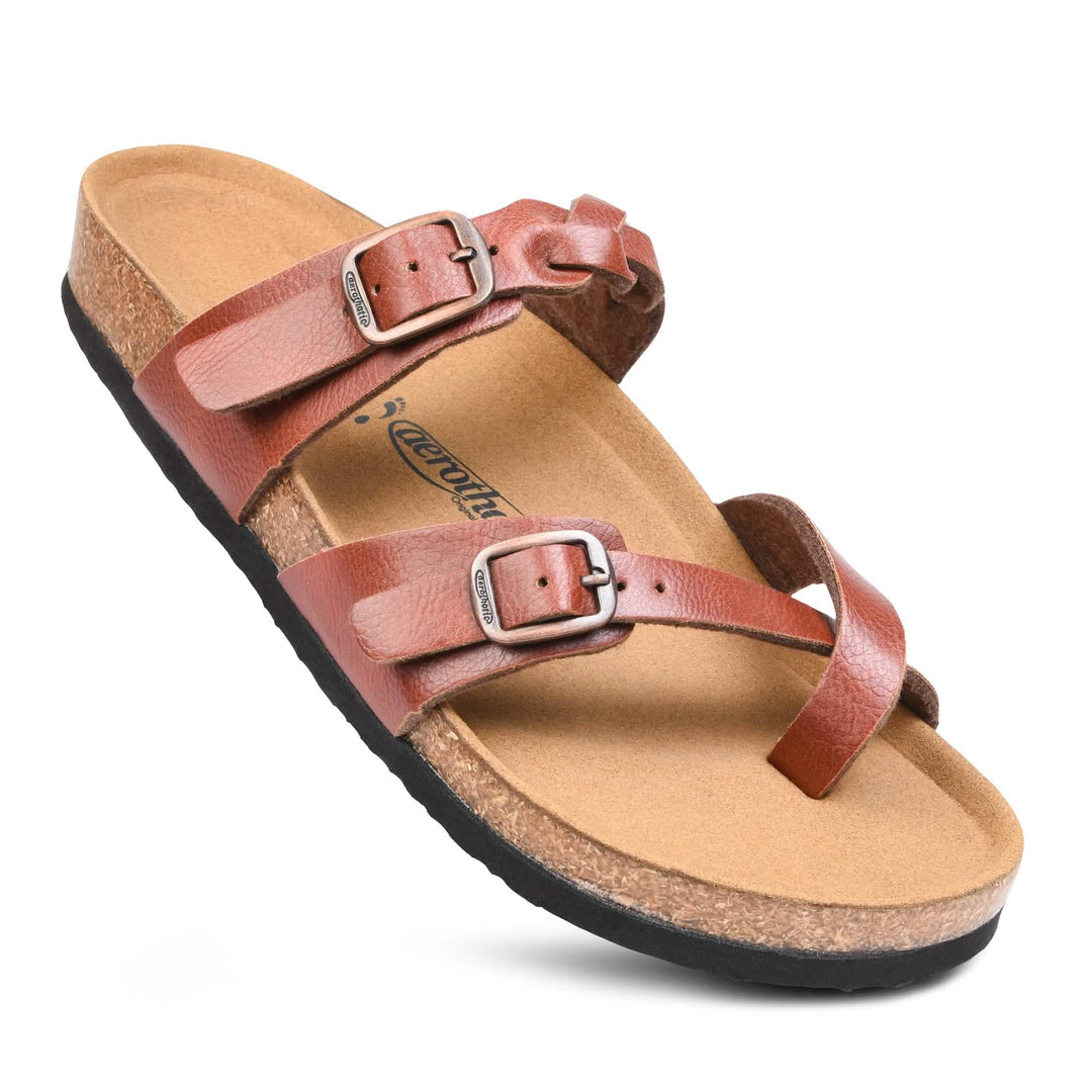 Aerothotic Irenic Women's Comfort-Crafted Strappy Slide Sandals Amethyst Ganymede