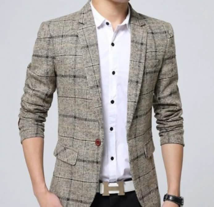 Men's Stylish Plaid Blazer for Autumn and Winter Yellow Pandora