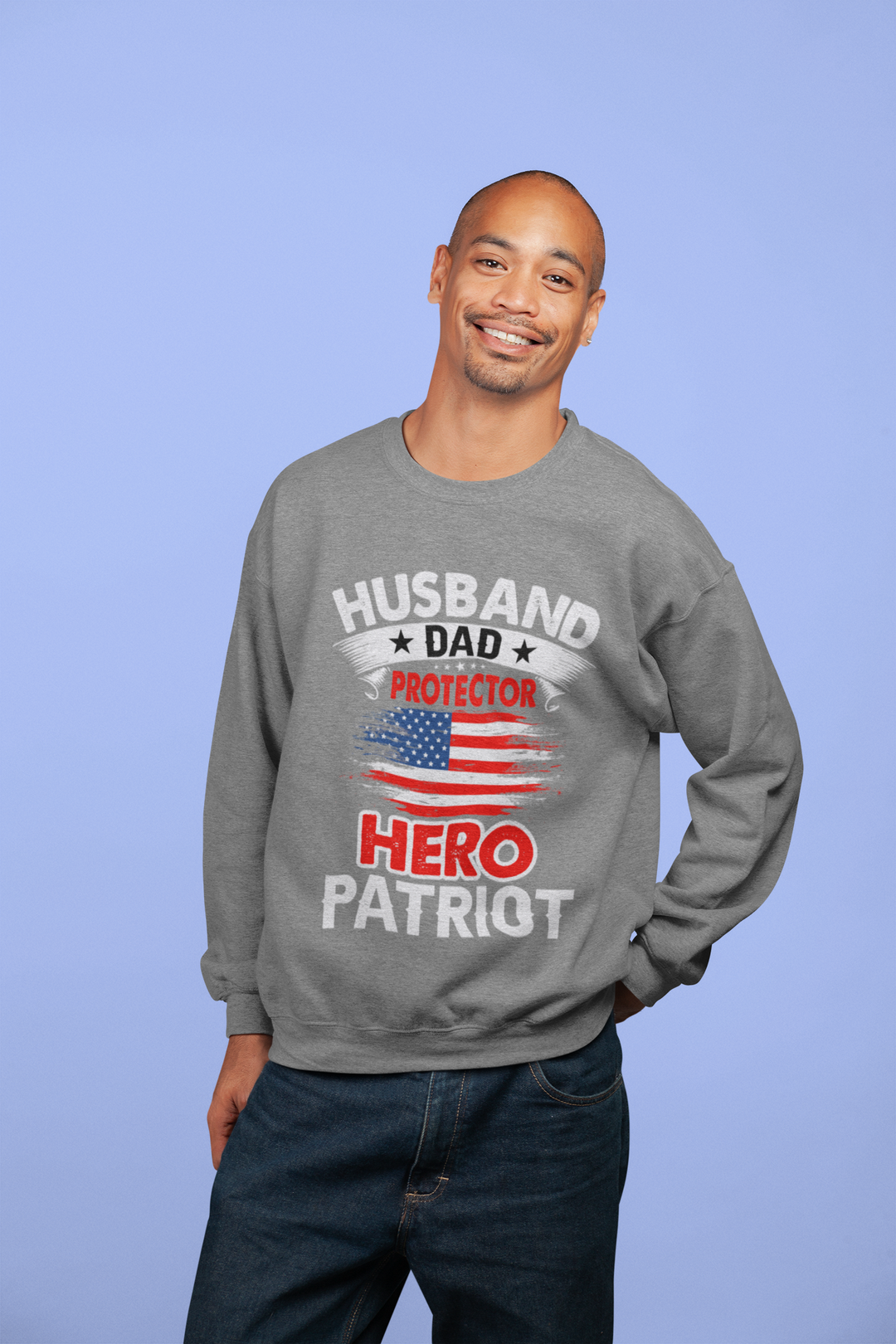 Everyday Hero Patriotic Sweatshirt for Dads and Husbands Yellow Pandora