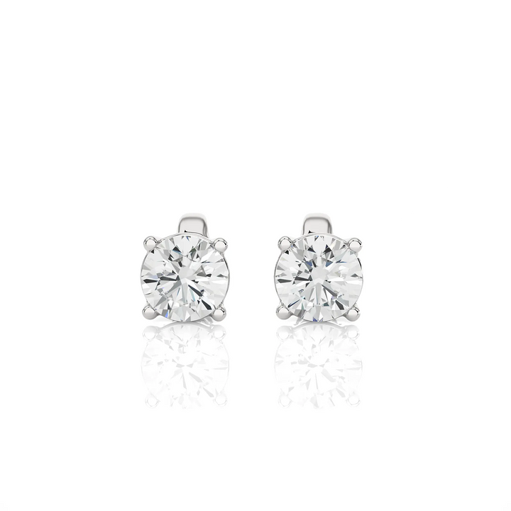 Radiant 14k White Gold 1.5ct Moissanite Round Earrings Indigo Ismene