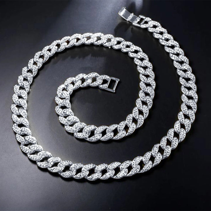 ICE'D OUT 13MM Rhinestone Cuban Link Chain Lilac Quartz