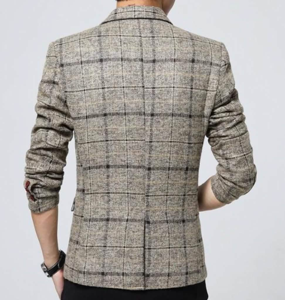 Men's Stylish Plaid Blazer for Autumn and Winter Yellow Pandora