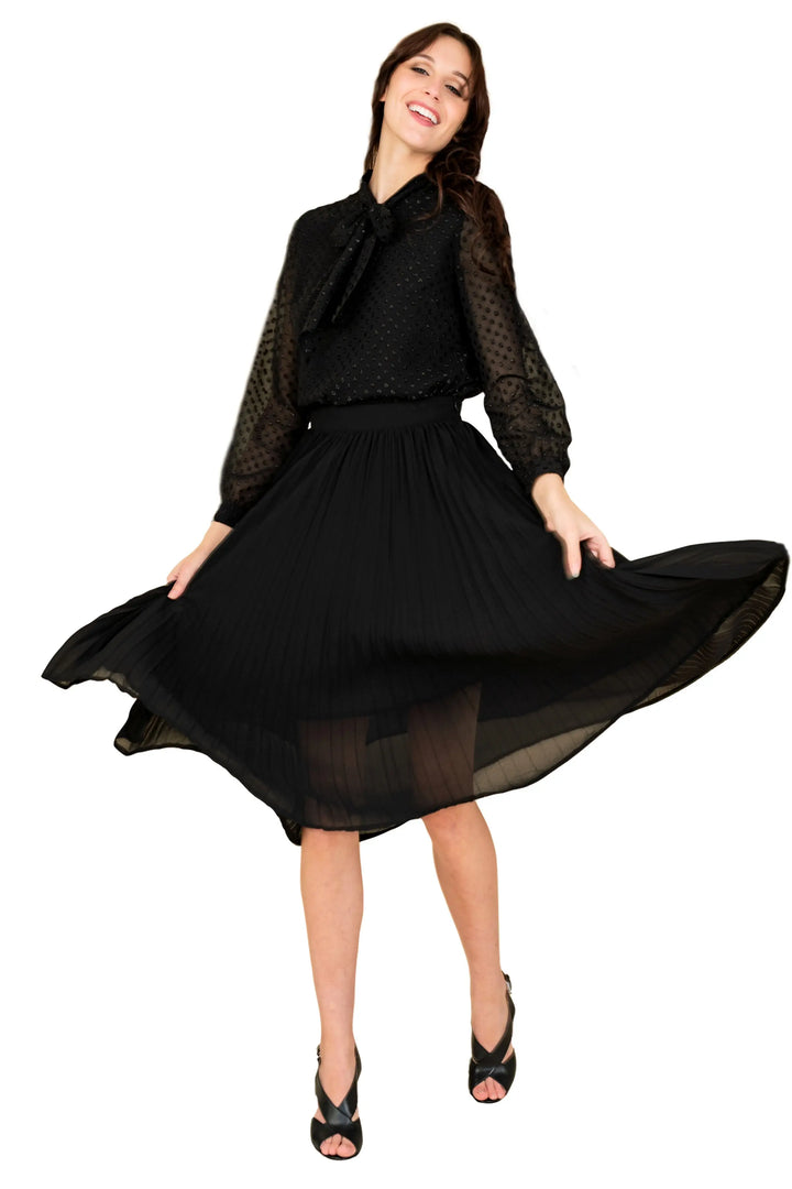 Timeless Black Chiffon Pleated Skirt Gray Eos