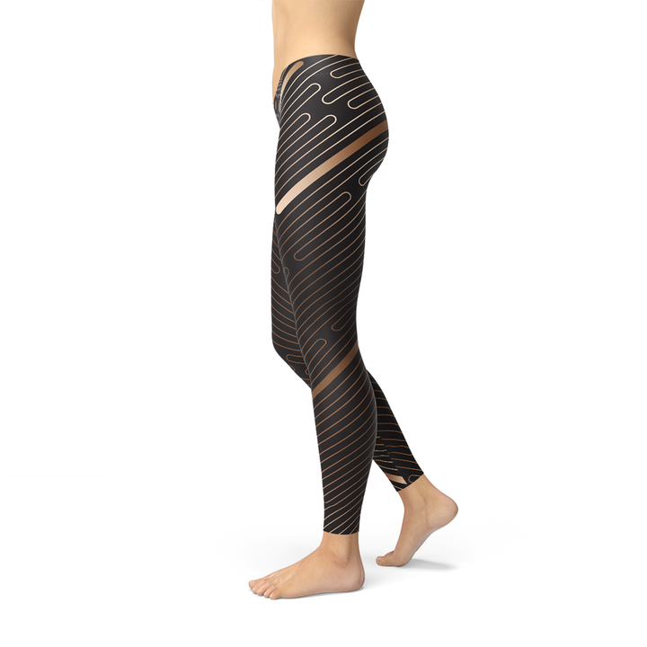 Women's Performance-Enhancing Brown Striped Athletic Leggings for Ultimate Comfort Maroon Sooty