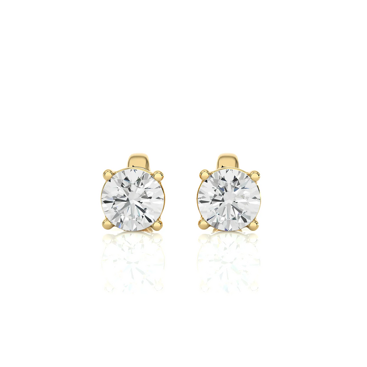 14k Yellow Gold Moissanite Solitaire Earrings – Classic Charm Indigo Ismene