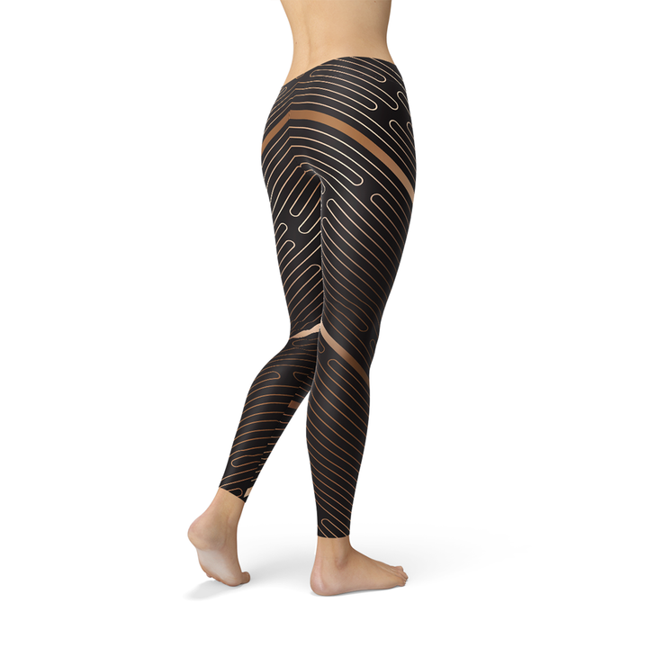 Women's Performance-Enhancing Brown Striped Athletic Leggings for Ultimate Comfort Maroon Sooty