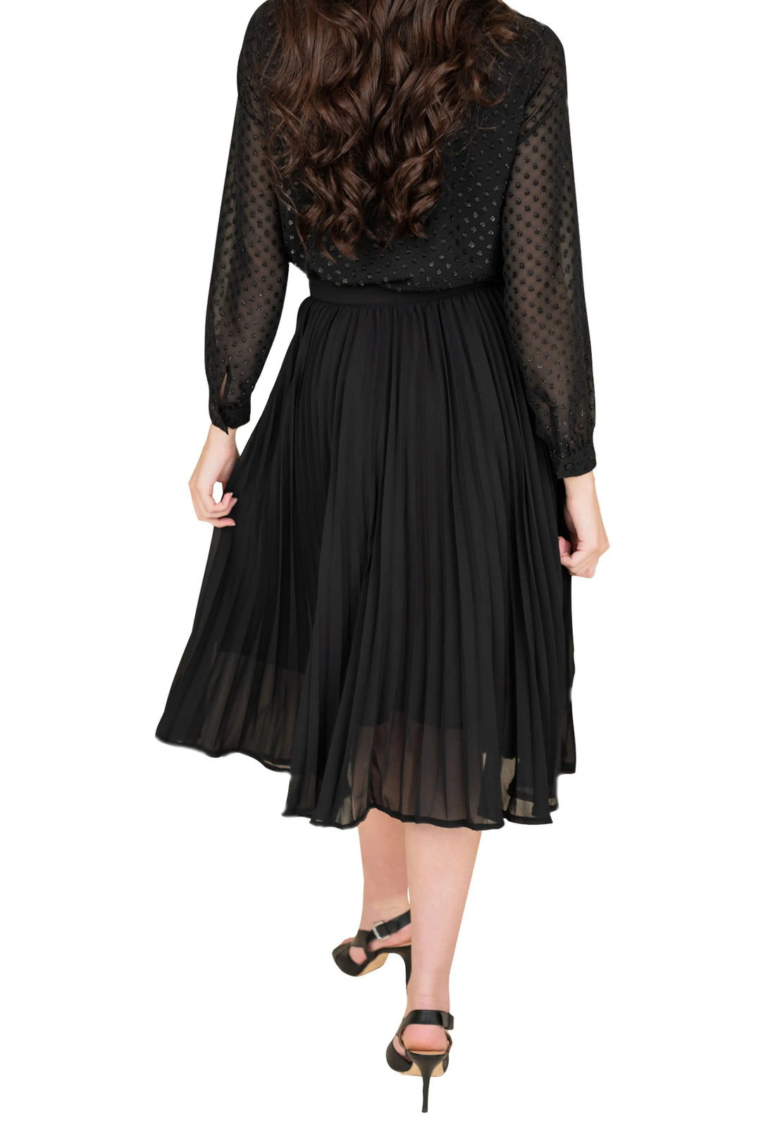 Timeless Black Chiffon Pleated Skirt Gray Eos