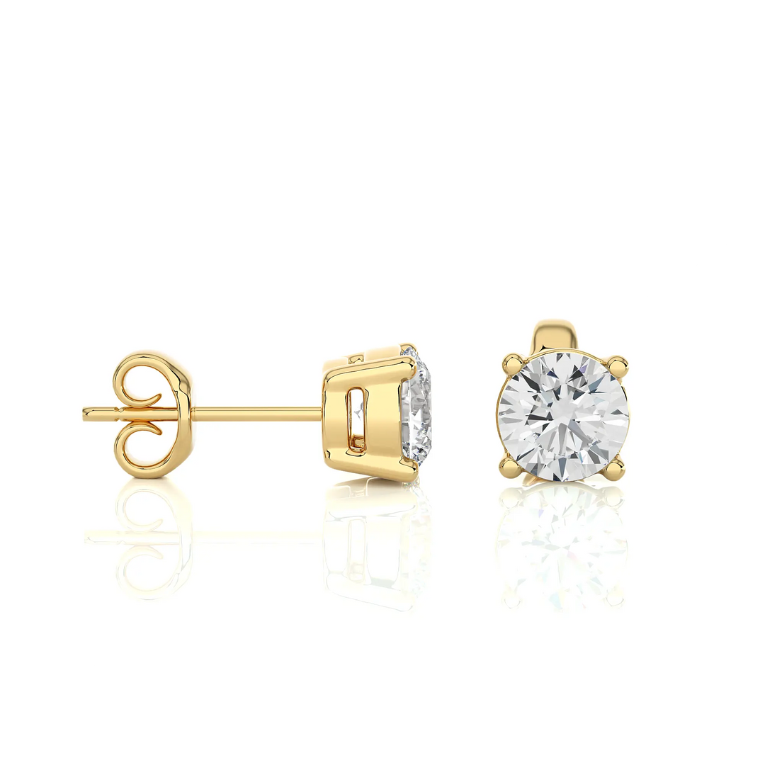 14k Yellow Gold Moissanite Solitaire Earrings – Classic Charm Indigo Ismene