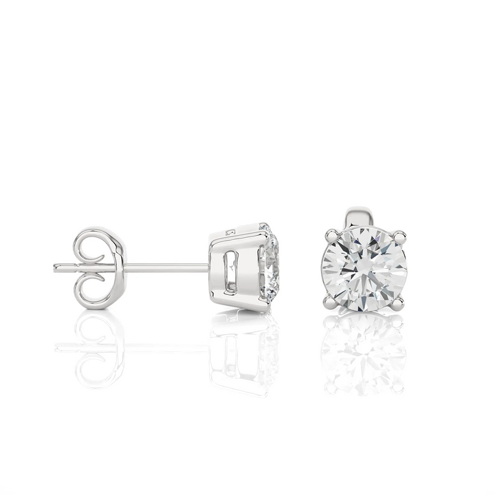 Radiant 14k White Gold 1.5ct Moissanite Round Earrings Indigo Ismene