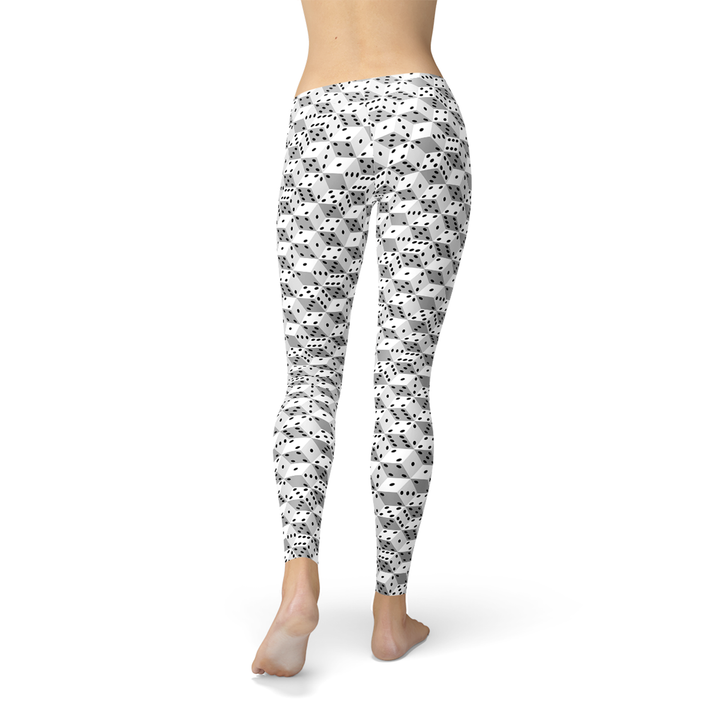 Chic Black and White Dice Print Leggings for Women Maroon Sooty