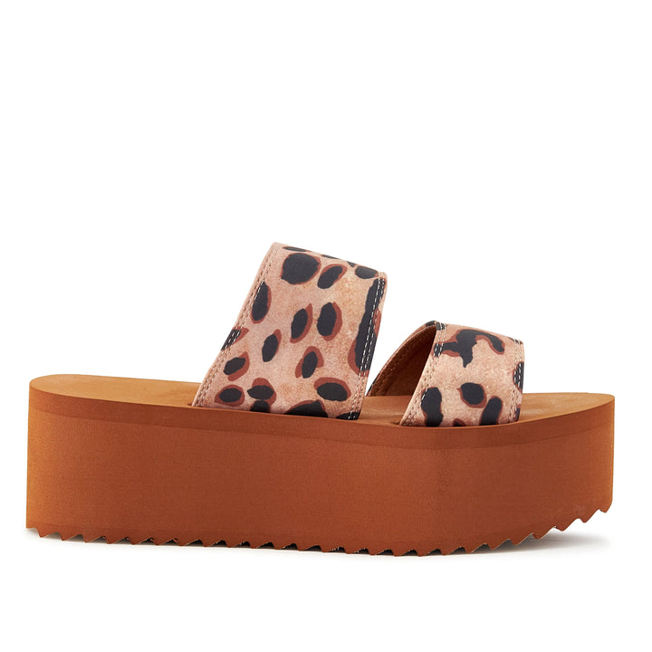 Wild Elegance: Women's Leopard Print Chunky Platform Sandals with Dual Straps Pear Aeneas