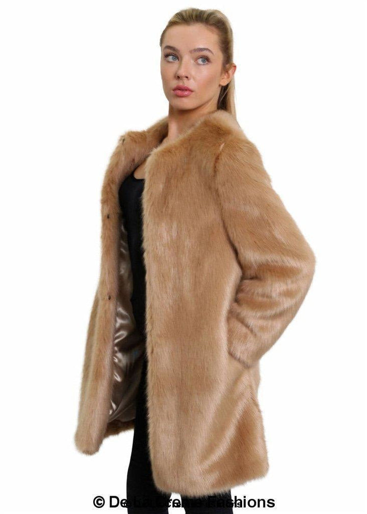 De La Creme Womens Faux Fur Classic Coat Rose Eleusis