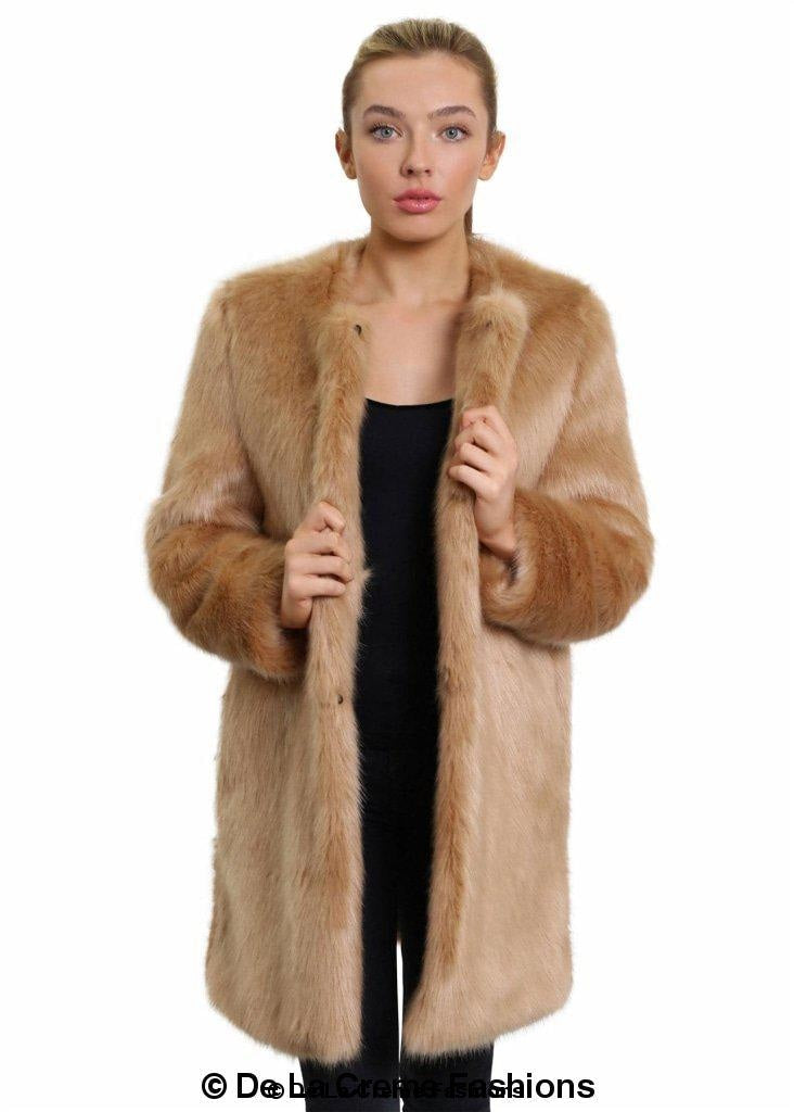 De La Creme Womens Faux Fur Classic Coat Rose Eleusis