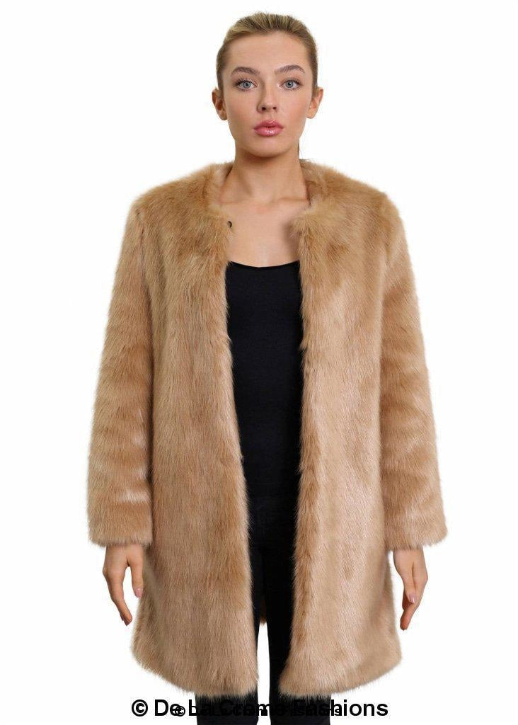 De La Creme Womens Faux Fur Classic Coat Rose Eleusis