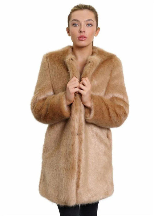 De La Creme Womens Faux Fur Classic Coat Rose Eleusis