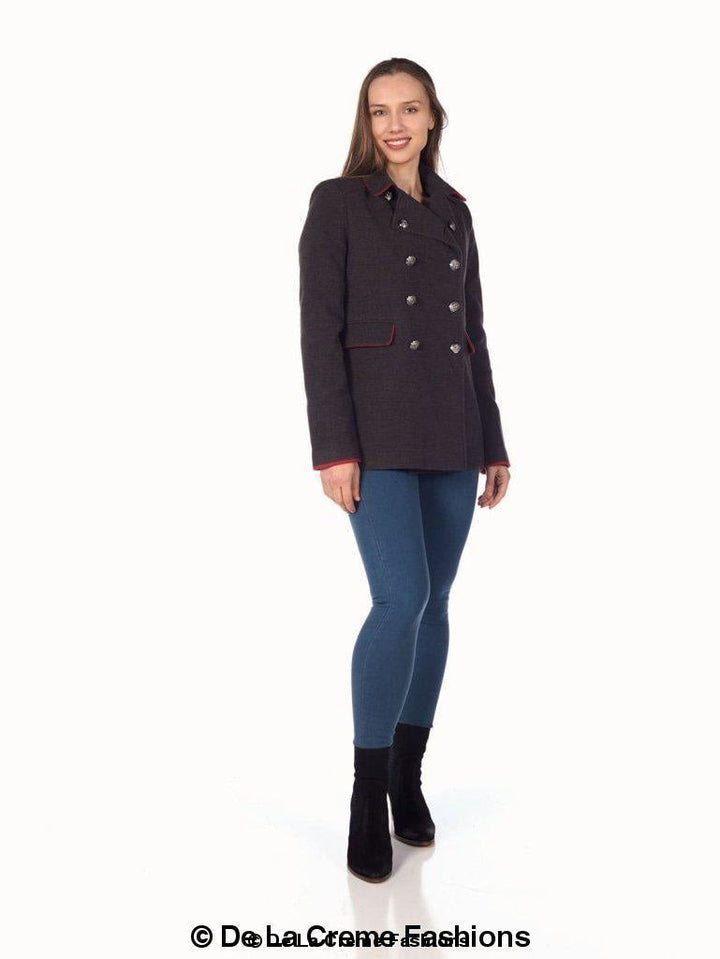 De La Creme Womens Military Style Pea Coat Rose Eleusis