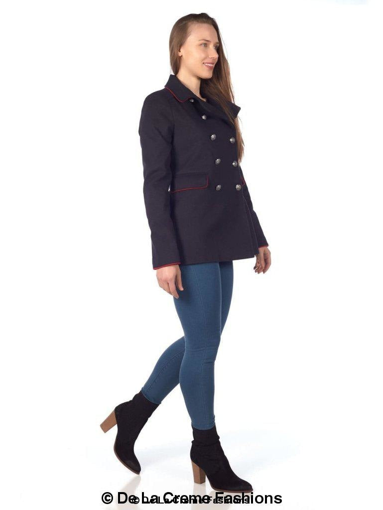 De La Creme Womens Military Style Pea Coat Rose Eleusis