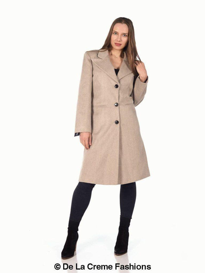 De La Creme - Women's Mohair Blend Longline Winter Coat Rose Eleusis