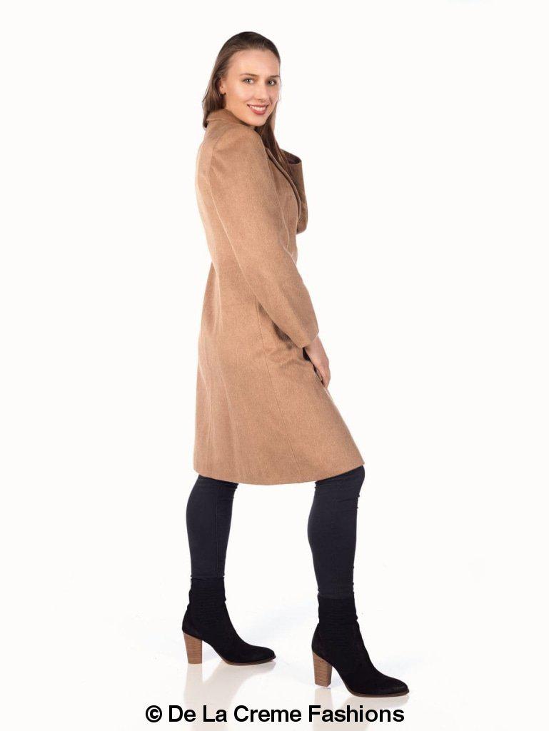 De La Creme - Women's Mohair Blend Longline Winter Coat Rose Eleusis