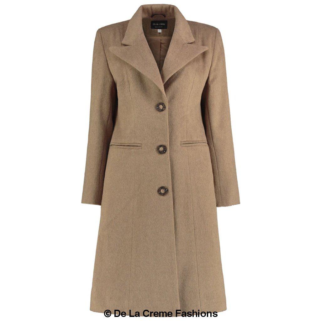 De La Creme - Women's Mohair Blend Longline Winter Coat Rose Eleusis