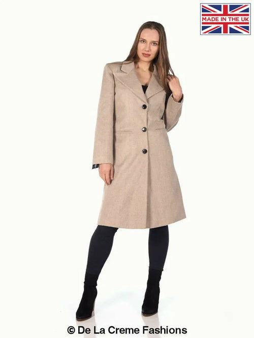 De La Creme - Women's Mohair Blend Longline Winter Coat Rose Eleusis