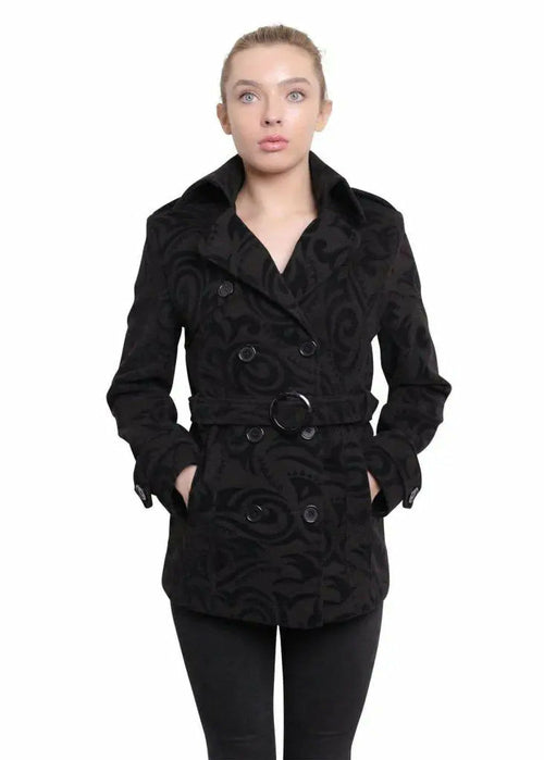 De La Creme - Womens Tribal Print Double Breasted Short Coat Rose Eleusis