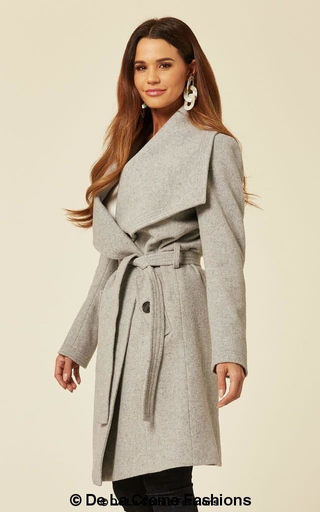 Wool Blend Large Lapel Duster Coat Rose Eleusis