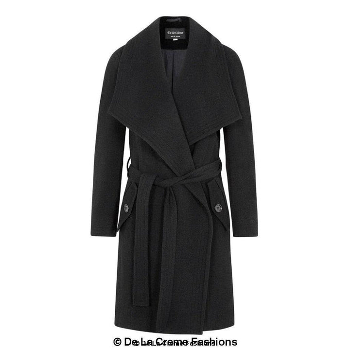 Wool Blend Large Lapel Duster Coat Rose Eleusis