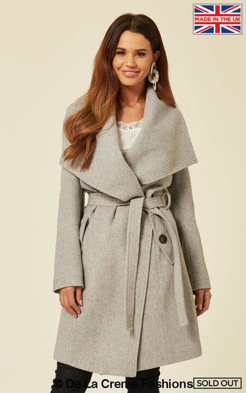 Wool Blend Large Lapel Duster Coat Rose Eleusis