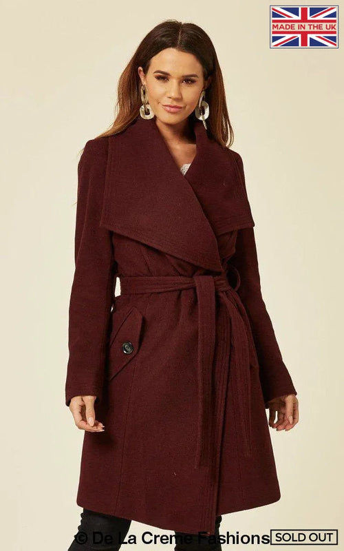 Wool Blend Large Lapel Duster Coat Rose Eleusis