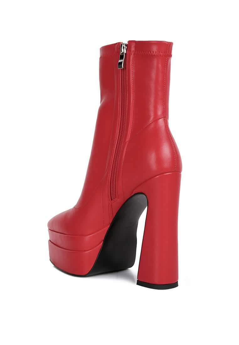 Dextra Elegant High-Platform Ankle Boots Ruby Smudge