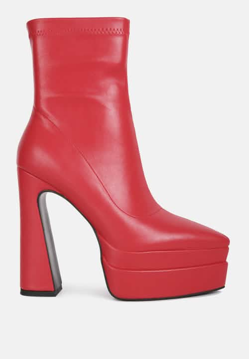 Dextra Elegant High-Platform Ankle Boots Ruby Smudge