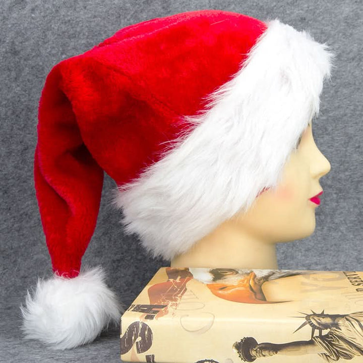 Festive Extra-Thick Plush Santa Hats for Christmas Celebrations