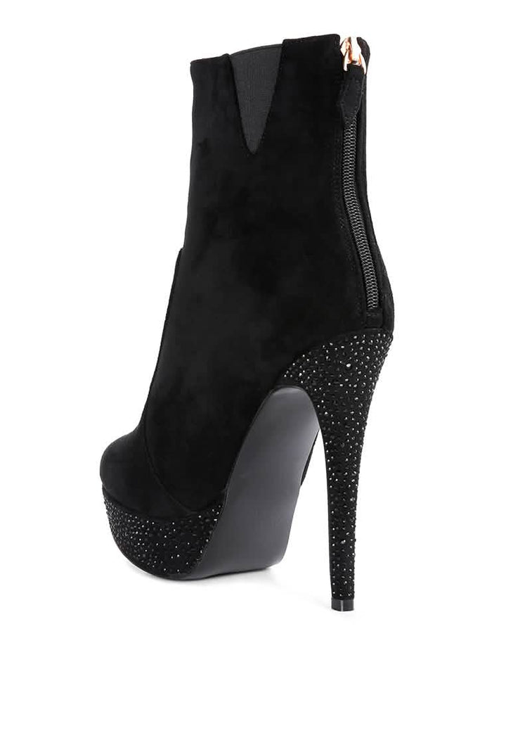 Glimmering Heights: Espiree High Heeled Ankle Boots Ruby Smudge