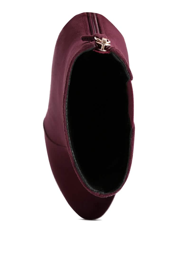 Glimmering Heights: Espiree High Heeled Ankle Boots Ruby Smudge